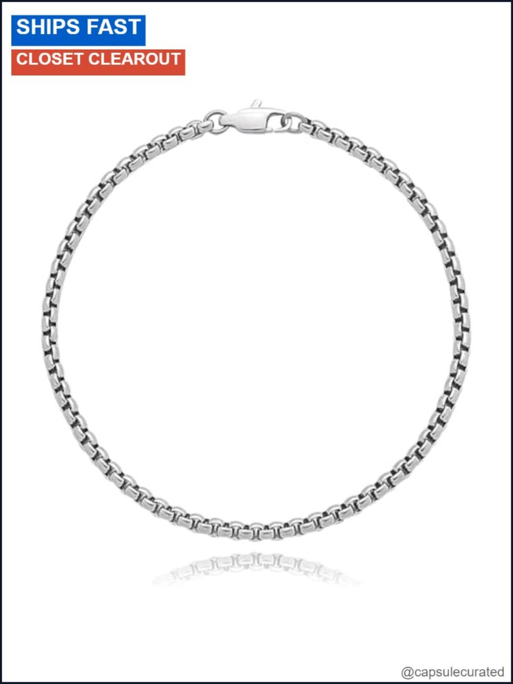 3mm Pure Titanium Box Chain Bracelet Unisex Square Rolo Link Gift